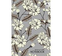 Notebook with A-Z Tabs: A5 Lined-Journal Organizer Medium with Alphabetical Tabs Printed | Hand-Drawn Earth Tone Flower Design Gray