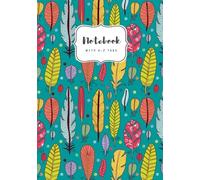 Notebook with A-Z Tabs: B5 Medium Lined Journal | Alphabetical Indexes | Colorful Stylish Feather Art Design Teal