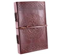 Notebook with Celtic Motif, Brown, Approx. 21 x 14 cm - Genuine Leather - Diary - Leather Book, Handmade Paper Approx. 240 Pages