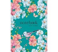 Notebook with Index: A5 Lined-Journal Organizer Medium with A-Z Alphabetical Sections | Watercolor Orchid Flower Bird Design Teal