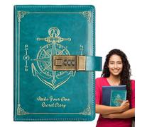 Notebook With Lock | Vintage Notebook PU Leather Bound Journal,Password Journal, Waterproof Travel Planner Journal, Lockable Diary for Home, School, Work