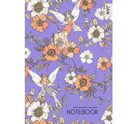 Notebook with Monthly Sections: A4 Large Lined Journal with 12-Month Index | January to December Undated | Tea Rose Elf Flower Design Blue-Violet