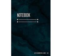 Notebook with Numbered Lines A4: Lined Journal Large with Date and Numbered Lines | Marble Teal Black Design