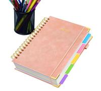 Notebook with spiral binding and college ruling, squared journal DIN A5 with removable divider, 300 pages planner for teachers, students, notes, school, study, lessons, meetings, learning