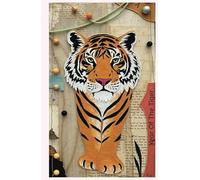 Notebook Year of The Tiger Cover Mixed Media Design Selene Reflections: Hardcover Lined 8mm College Ruled With Margin 220 Pages| Journals for Writing, ... Travel Journal, Scientific Field Notes