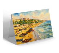 NOTELET - Beach Looking East, Bournemouth - Vintage Art Style