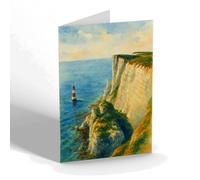 NOTELET - Beachy Head & Lighthouse, Eastbourne (c) - Vintage Art Style