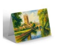 NOTELET - Bell Tower & River Magdalen College Oxford - Vintage Art Style