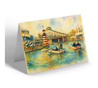 NOTELET - Boating Lake Festival Pleasure Gardens b - Vintage Art Style