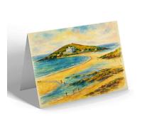 NOTELET - Burgh Island from the Warren, Bigbury-on-Sea - Vintage Art Style