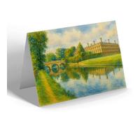 NOTELET - Cambridge. Clare College & Bridge - Vintage Art Style