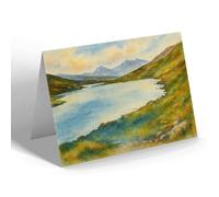 NOTELET - Capel Curig. Snowdon from Lake Mymbyr - Vintage Art Style