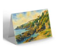 NOTELET - Castle Point & Rocks, Fowey - Vintage Art Style
