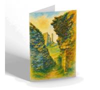NOTELET - Castle Ruins, Corfe Castle - Vintage Art Style