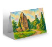 NOTELET - Castle Ruins & St Mary's Church Bridgnorth b - Vintage Art Style