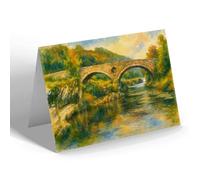 NOTELET - Cenarth Bridge & Falls, Newcastle Emlyn - Vintage Art Style