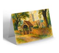 NOTELET - Church & Lych Gate, Dunster - Vintage Art Style