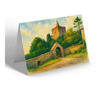 NOTELET - Church & Lych Gate, Llanbadarn Fawr - Vintage Art Style