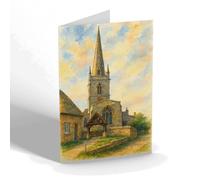 NOTELET - Church & Lych Gate Waltham-on-the-Wolds - Vintage Art Style