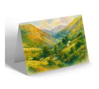 NOTELET - Church Stretton from Carding Mill Valley - Vintage Art Style