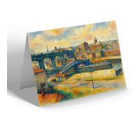 NOTELET - City from Tyne Bridge Newcastle-on-Tyne - Vintage Art Style