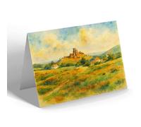 NOTELET - Corfe Castle from Purbeck Hills - Vintage Art Style