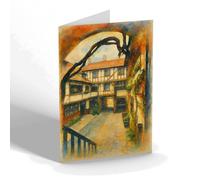 NOTELET - Courtyard from Top New Inn Gloucester - Vintage Art Style