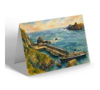NOTELET - Creux Harbour & the Burons, Sark - Vintage Art Style