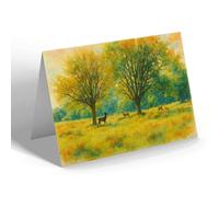 NOTELET - Deer in Richmond Park, East Sheen (a) - Vintage Art Style
