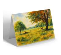 NOTELET - Deer in Richmond Park, East Sheen (c) - Vintage Art Style