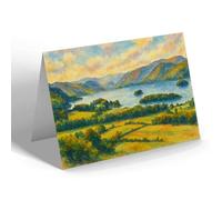 NOTELET - Derwentwater from Castle Head, Keswick - Vintage Art Style