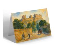 NOTELET - Edinburgh. Castle from Lothian Road - Vintage Art Style