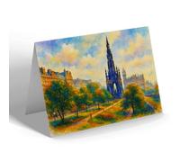 NOTELET - Edinburgh. Scott Monument looking E. - Vintage Art Style