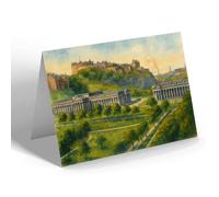 NOTELET - Edinburgh. The Castle & National Galleries - Vintage Art Style