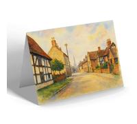 NOTELET - Elizabethan House & High Street, Repton - Vintage Art Style