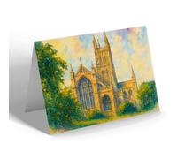 NOTELET - Gloucester The Cathedral from Gardens - Vintage Art Style