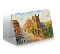NOTELET - Grainger St & St Johns Church Newcastle - Vintage Art Style