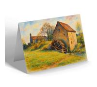 NOTELET - Halford Church & Mill, Craven Arms - Vintage Art Style
