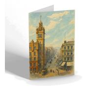 NOTELET - High Street from Cross looking North Glasgow - Vintage Art Style
