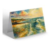 NOTELET - High Tide at Splash Point, Worthing - Vintage Art Style