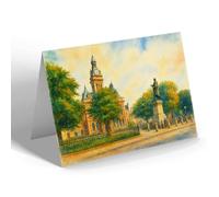 NOTELET - Isaac Newton Statue & Guildhall, Grantham - Vintage Art Style
