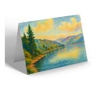 NOTELET - Lake Vrnwy from Cynon Bridge, Llanwddyn - Vintage Art Style