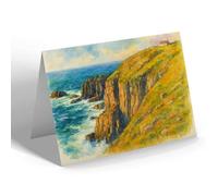 NOTELET - Lands End, Showing First & Last House - Vintage Art Style