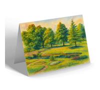 NOTELET - Lily Pond, Queen's Park, Loughborough - Vintage Art Style