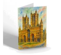 NOTELET - Lincoln Cathedral. West Front (c) - Vintage Art Style