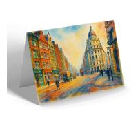 NOTELET - London, City Road, Looking North - Vintage Art Style
