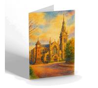 NOTELET - London. Clock Tower & Christ Church Highbury - Vintage Art Style