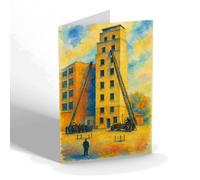 NOTELET - London Fire Brigade. Drill Tower & Ladders - Vintage Art Style