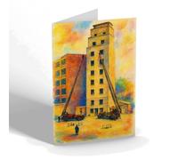 NOTELET - London Fire Brigade. Drill Tower & Turntable - Vintage Art Style