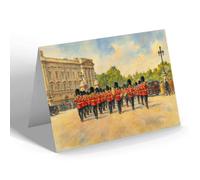 NOTELET - London Guards Band leaving Buckingham Palace - Vintage Art Style